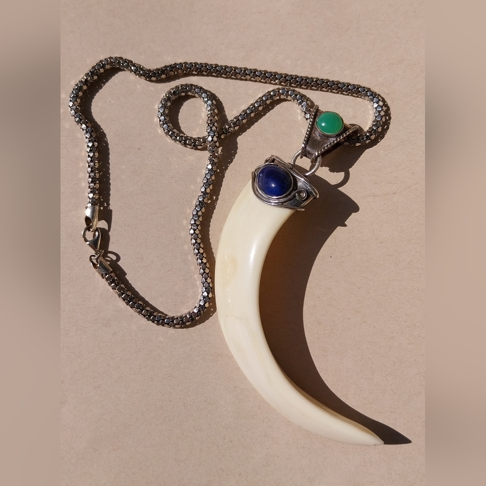 Vintage Sterling Silver Italy Amulet Pendant Necklace
